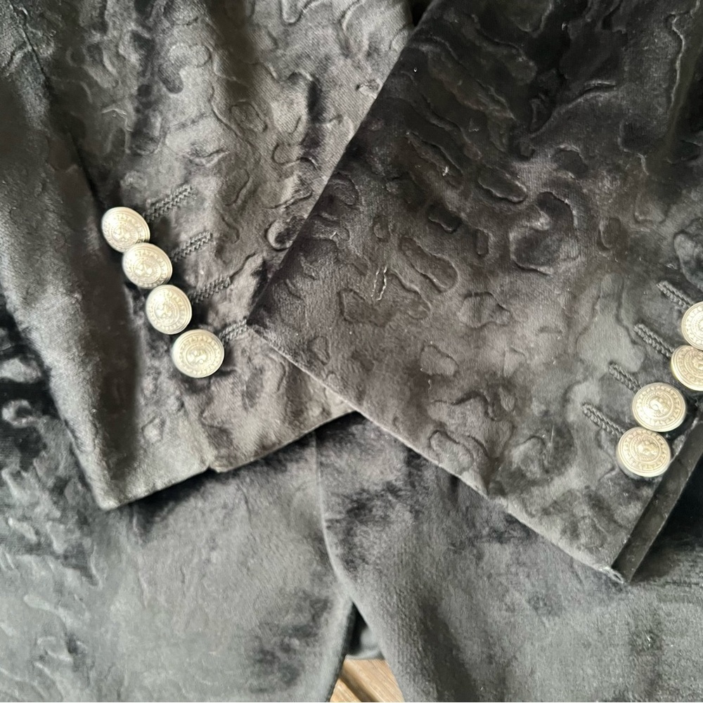 VTG Versus Versace Black Velvet Jacquard Blazer Lion Head Buttons Rockstar Vibes - Picture 7 of 15